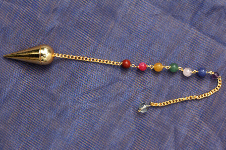 brass pendulum with chakra-beads