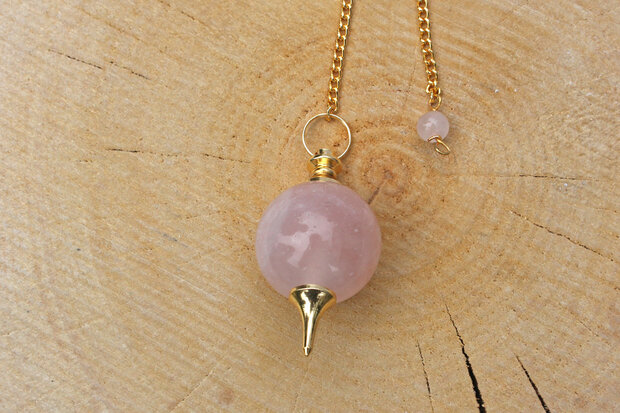 Pendulum rose quarz, round ( silver color)