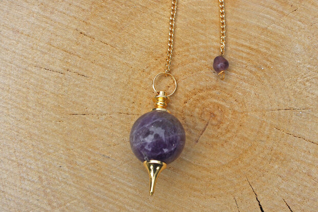 Pendulum amethyst, round ( silver color )