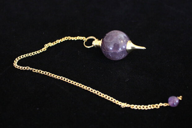 Pendulum amethyst, round ( silver color )